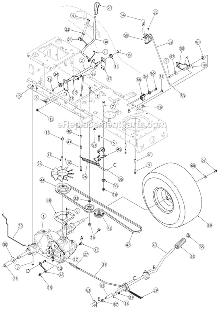 Page B Diagram and Parts List for 13A3791G700 2005 Yard Machines Lawn Tractor